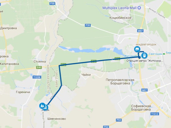 Таунхаус Белогородка на карте