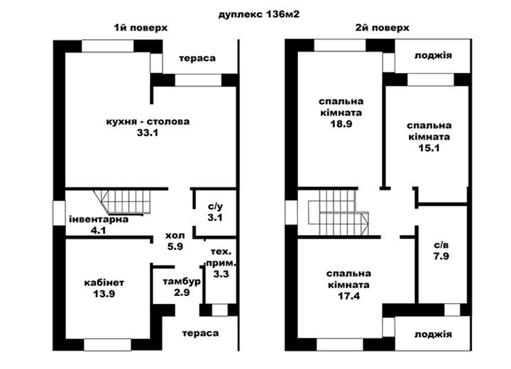 дуплекс 95 м2 в КГ Riviera