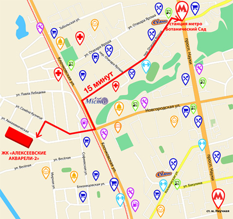 ЖК Алексеевские Акварели на карте