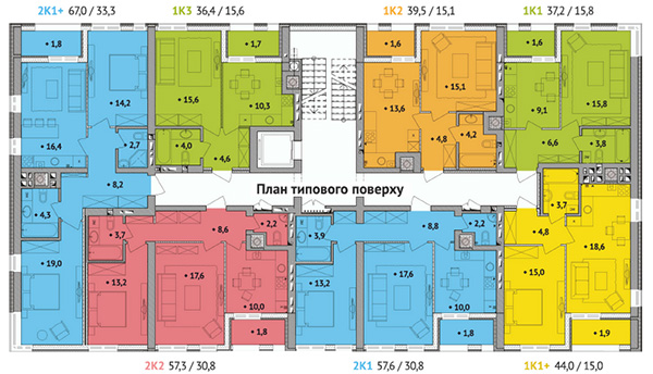 План типового этажа в ЖК Spectrum