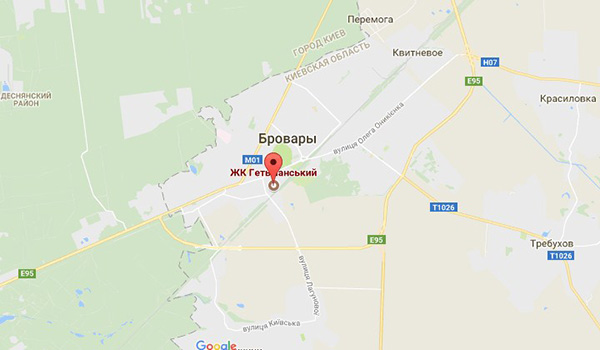 ЖК Гетьманский Бровары на карте