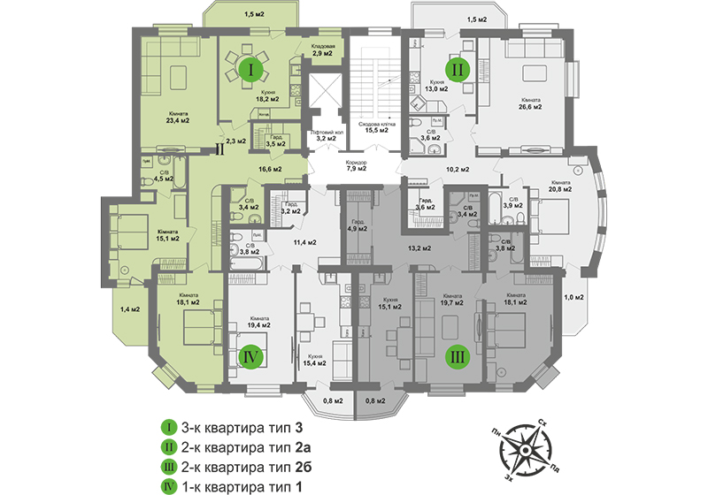 Схема этажа в ЖК Victory Club House