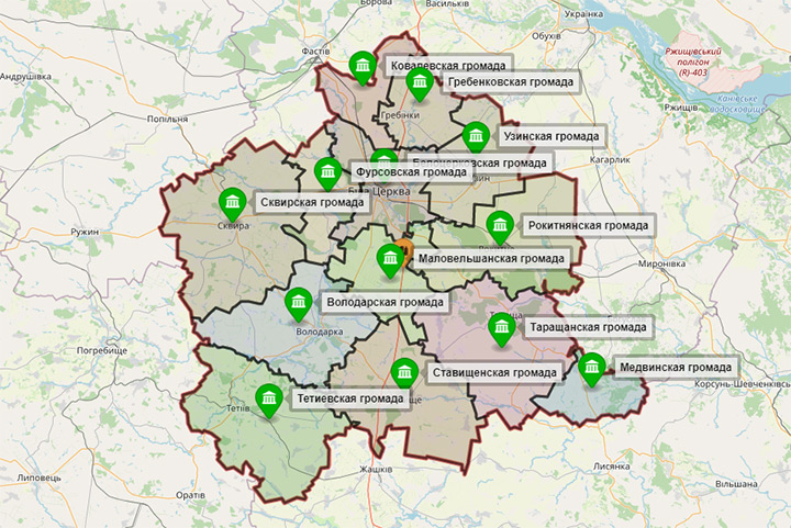 Карта Белоцерковского района