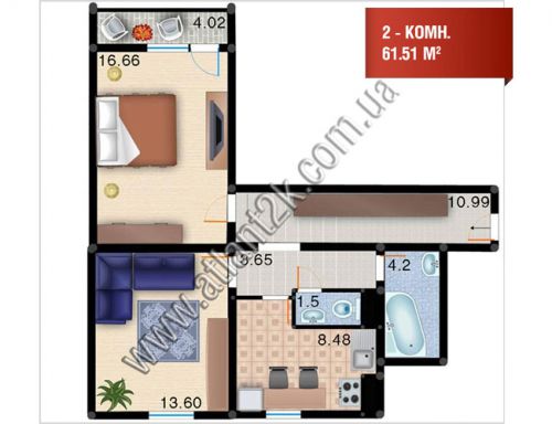 2-ком. квартира 