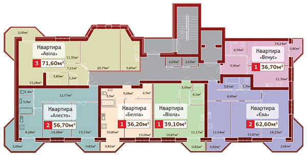 План первой секции ЖК Luceoria