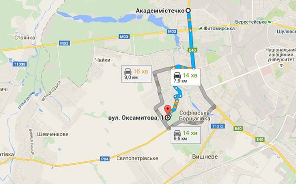 ЖК Оксамитовий на карте