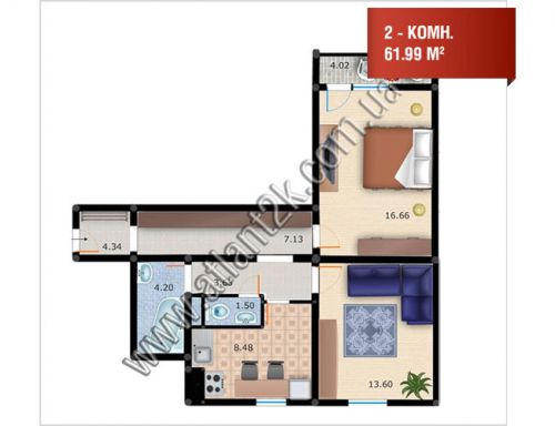 2-ком. квартира